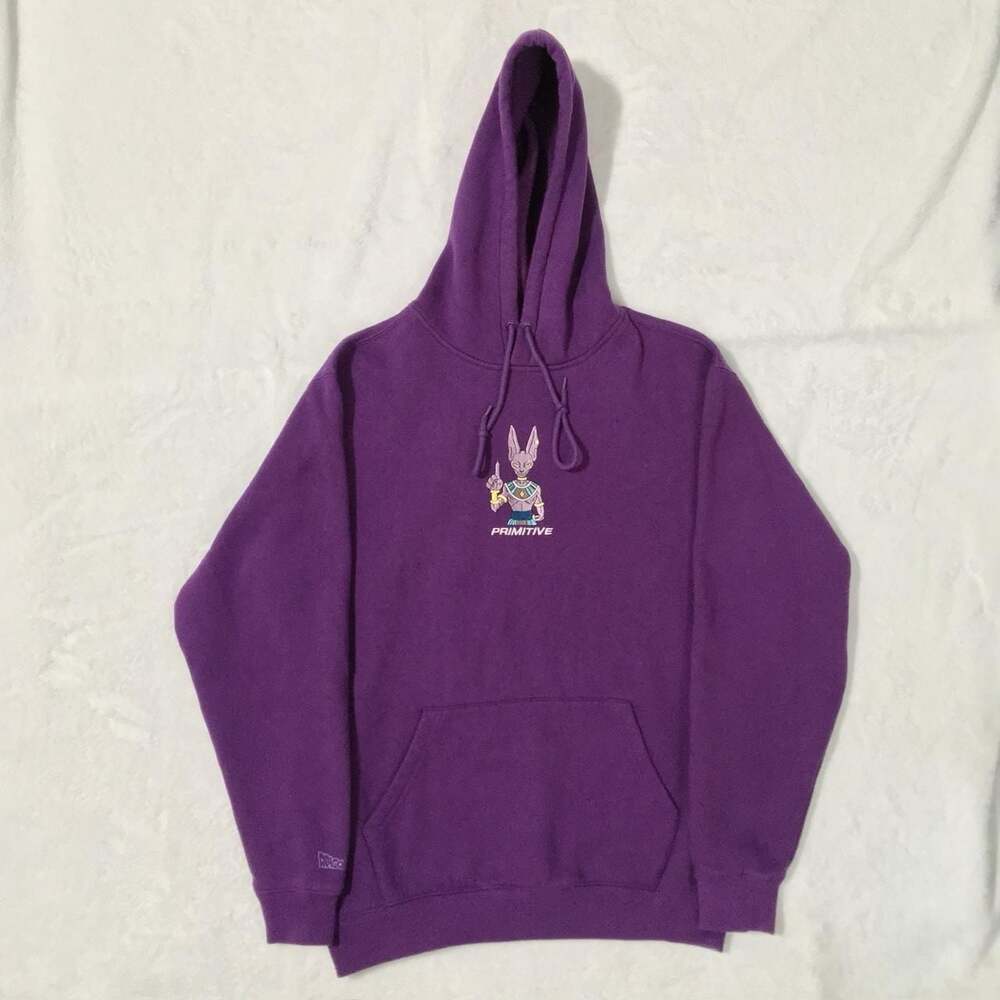 Primitive x Dragon Ball Super Beerus Anime Embroidered Hoodie Purple Size S